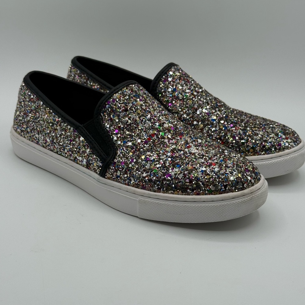 Steve Madden Ecentrog Leather Trim Multicolor Sparkly-Glitter Slip On Sneakers - Picture 16 of 16
